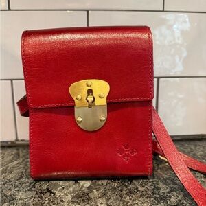 Patricia Nash Red Leather Mini Bag with Gold Clasp